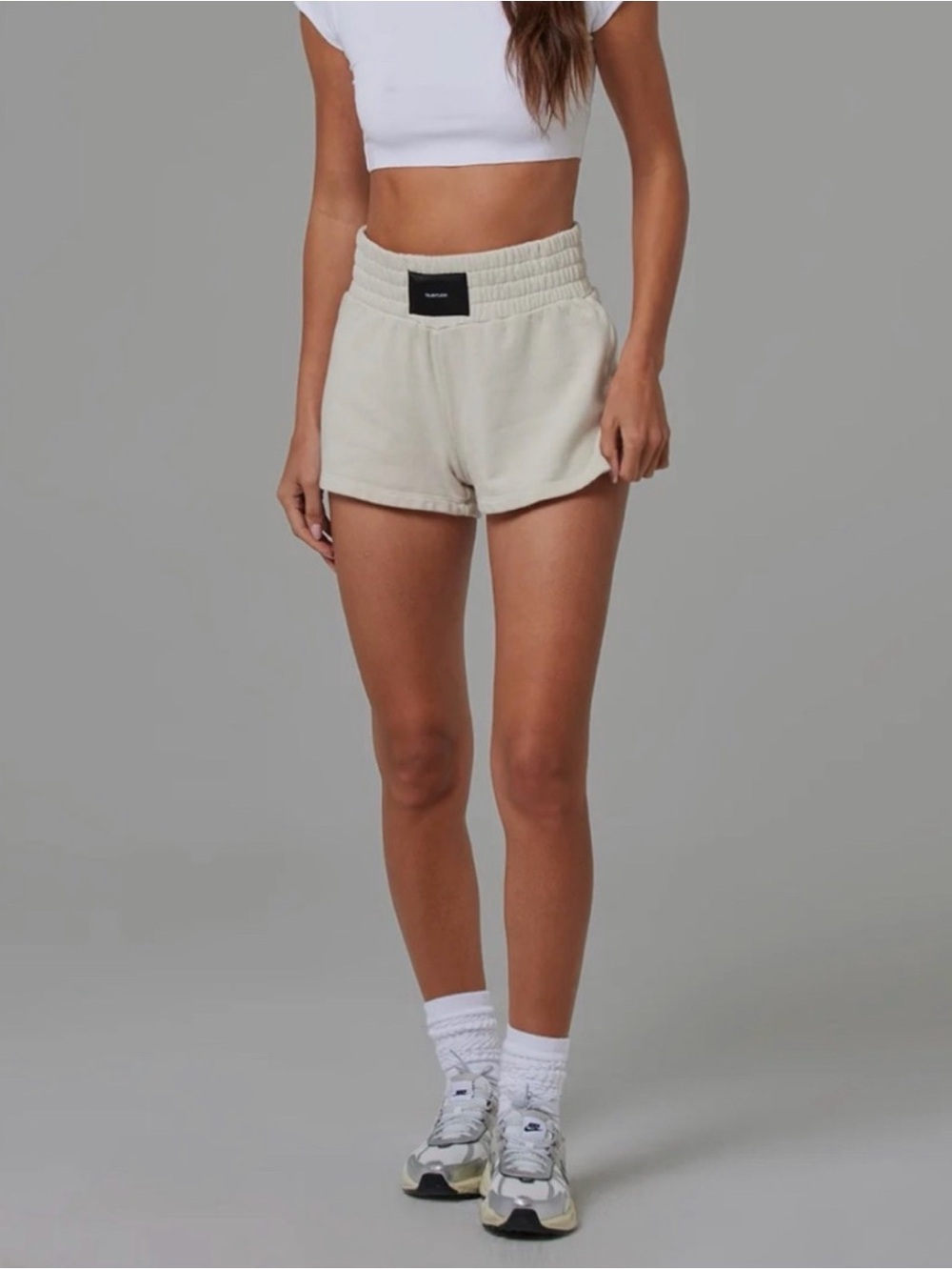 TALENTLESS Cream High-Rise Athletic Lounge Shorts